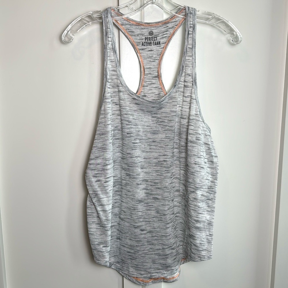 SO Perfect Active Tank Top Heathered Gray Racerback Athletic Workout Women's L